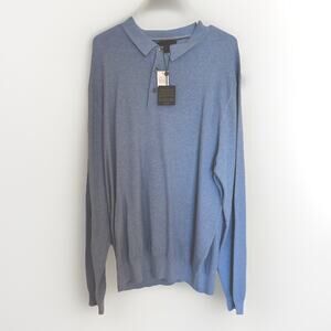 New Jos A Bank Reserve Sweater Men's XXL Blue Sweater Silk Blend Long Sleeve